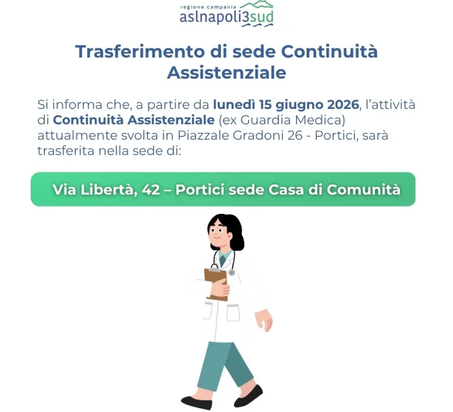 Portici, la Guardia Medica si trasferisce nella Casa di Comunità di via Libertà