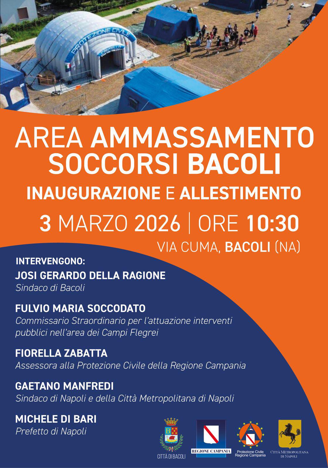 Bacoli inaugura l’area di ammassamento soccorsi: nuovo presidio per le emergenze nei Campi Flegrei